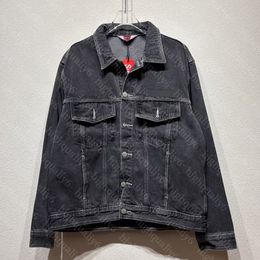 24ss new denim jacket, spring fashion trend jacket, unisex letter embroidered black denim jacket, free shipping