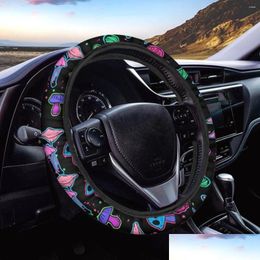 Steering Wheel Covers Steering Wheel Ers 2024 Fashion Fantasy Mushroom Pattern Car Er Non-Slip For Women Men Easy To Clean Instal Int Dhr2C
