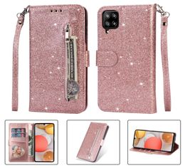 Fashion Multifunction Leather Wallet Cases For Samsung S23 Plus S22 Ultra S21 A42 A12 5G A13 Note 20 Ultra Shinny Sparkle Zipper B2475136