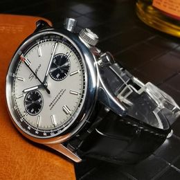 Sugess Mechanical Chronograph Watch 40MM Dial Stainless Steel Genuine Seagull ST1901 Sapphire For Men Wristwatches284n