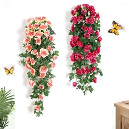 Decorative Flowers Fashion Plant Wall Hanging Rattan Balcony Living Room Fake Vine Artifical Flower Home Decoration Rose