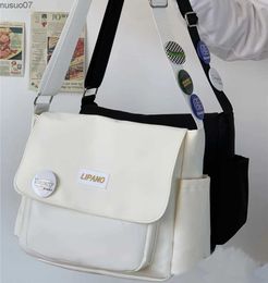 Messenger Bags Waterproof Nylon Messenger Bag For College Students Casual Shoulder Bag For Class Japanese Bag Retro Messenger Bag Unisex NewL2403