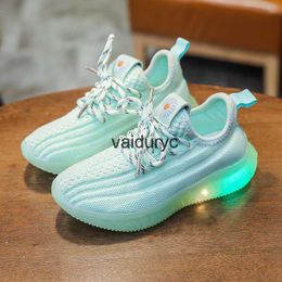 Sneakers Dress Shoes LED light shoes summer boys and girls sports shoes childrens shoes baby jelly bottom breathable net autumn coconut shoesH240307