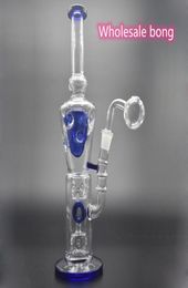 Colorful High Quality 14inch honeycomb Perc Glass oil rig Bong Water Pipe Straight style with bowl banger9646459