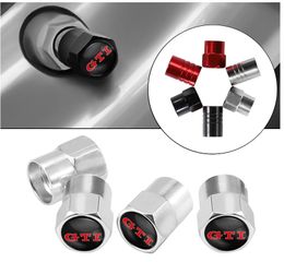 Car Stickers Tire Valve Caps For VW GTI GTD Scirocco Golf Teramont T5 Jetta Polo Caddy