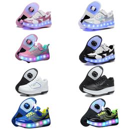 Children's violent walking shoes, boys and girls, adult explosive walking shoes, double wheeled flying shoes, lace shoes, and wheeled shoes, roller skates child 28