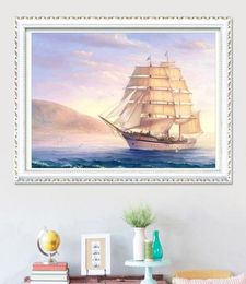 5D Diamond Embroidery Needlework Diy Diamond Painting Cross Stitch Kits Seascape Boat Creative Partial Round Diamond Mosaic Room D1645416