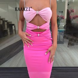 KAAAZI Fashion Hollow Out Sleeveless Straps Slip Maxi Dress Trend Sexy Women Party Club 2023 Long Dress Backless Vestidos 240304