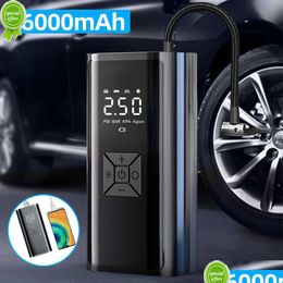 Inflatable Pump New Car Tyre Inflator Portable Air Compressor With Mobile Phone Charging Accurate Pressure Lcd Display For Motorcycle Dhovj