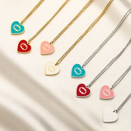 Top Styles Heart Pendant Designer Necklaces 18K Gold Brand Letter Jewellery Stainless Steel Necklace Choker Chain Fashion Men Womens Crystal Pearl Wedding Gifts