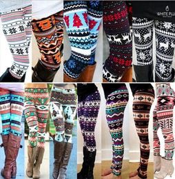 Winter Christmas Snowflake Knitted Leggings Xmas Warm Stockings Pants Stretch Tights Women Bootcut Stretchy Pants OOA34426432830