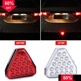 Other Interior Accessories New 12V Car F1 Style Triangle Red Led 3Rd Rear Bumper Tail Stop Strobe Light Centre Brake Lights Accessorie Dh4Ez