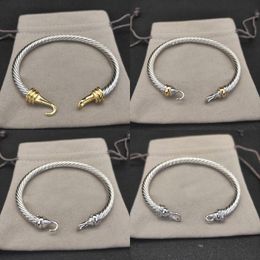 Trendy dy designer bracelet men twisted cable wire women jewelry bangle retro hook closure fashion bracelet designer adjustable gifts for men zh152 B4