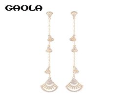 Dangle Chandelier GAOLA Design Fan Zirconia CZ Silver Colour Earring Luxury Jewellery For Woman GLE6956Y7273232