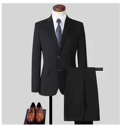 Men's Suits 2024 S-10XL Business Formal Suit Solid Color (Jacket Trousers) Bridegroom Man Simple Elegant Fashion Job Interview