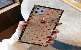 Luxury Glitter Square Designer Cases Fashion Bee Cover for iPhone 13 12 11 Pro Max XR XS 8 7 6 Plus Women Phone Case4703637