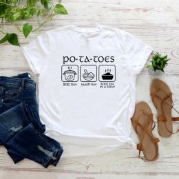 T-shirt Potatoes Boil Em Mash Em Stick Em In A Stew Tshirt Cutter Machine Lotr Taters T Shirt Funny Short Sleeve Tees Streetwear Tops