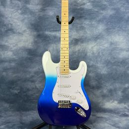 High quality Ice Blue ST electric guitar 6 string Solid Maple neck fast shipping
