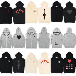 2024 Hoodie Sweatshirts Women Zipper loose coat Play Sweatshirt Commes Cardigan Des Small Red jacket Garcons Standard and Fleece Casual Jumpers Cardigan Mens