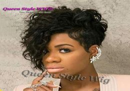 New Celebrity Black Flapper Jazmine Sullivan Hairstyle wig Long Curly Fringe Short Pixie Cut Unique Full Wigs for Black Women1423361