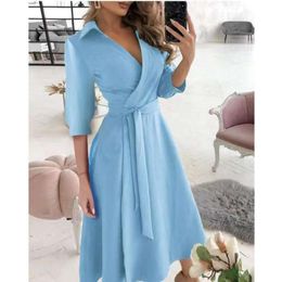 Designer women's clothing spring and summer fashion long sleeve V-neck printed buttocks dress for women sexy slim fitting dress maxi dress long sleeves MOUD