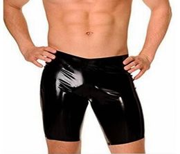 New Sexy Men Skinny Faux PU Leather Shorts Wetlook Black Short Leather pants Shorts Leggings Male Clubwear Sex Lingerie8722401