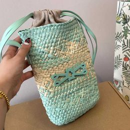 Hot Sale Mini Woven Bucket Bag Designer Straw Bag Women Crossbody Shoulder Bags Summer Beach Bag Handbags Leather Phone Bags Pocket Clutch Bags