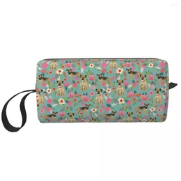 Cosmetic Bags Border Terrier Florals Pattern Makeup Bag Women Travel Organizer Cute Dog Lover Storage Toiletry