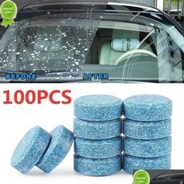 Windshield Wipers New 5/10/20/40/100Pcs Solid Cleaner Car Windsn Wiper Effervescent Tablets Glass Toilet Cleaning Accessories Drop Del Dhlh4