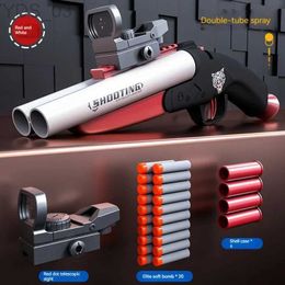 Gun Toys Soft Bullet Toy Gun Manual Foam Dart Shell Ejection Double-barrel Shooting Launcher Model For Children Adults Shooting YQ240307