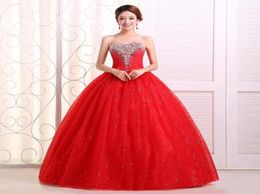 Real po Customised 2018 Korean Style Sweet Romantic Classic Lace Red Princess Wedding Dress Strapless Mariage Wedding Gown8304493