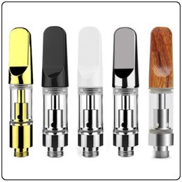 Ceramic Cart White Black Gold Silver Wood TH205 Atomizer Glass Vape Cartridges 0.5ml 0.8ml 1.0ml Metal Golden Wooden 510 Thread Empty Carts