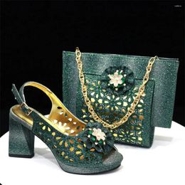 Dress Shoes Latest Design Italian Matching Shoe And Bags Set For Party Women With Bag Decorated Rhinestone Sets
