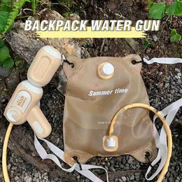 Gun Toys New Backpack Water Gun Kids Toy Water Blaster Laarge Capacity Soakers Summer Outdoor Beach Shooting Party Games Children Gift YQ240307