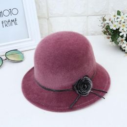 2019 Winter Pom Bucket For Women Solid Imitation Wool Cloche Hats Vintage Bow Warm Bucket Hats288Y