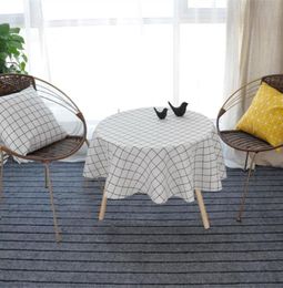 Nordic Polyester Cotton Round Table Cloth Colour Yellow Rice Word Grey Arrow Cotton and Linen Printing Tablecloth Custom6727942