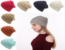 Fashion Women Beanie Warm Winter Outdoor Knitted Hat 17 Colours Girls Thick Woollen Skullies Beanies Party Hat Sea DDA5903359210