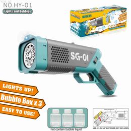 Gun Toys luminous automatic Electric Bubble Gun Gatlin Bubble Gun Machine Soap Bubbles Magic Bubble Bathroom Outdoor Toys For Children YQ240307