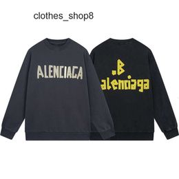 Brand Balenciga Hoodies Hoodie Sweater Version Paris Fashion Men High Quality Sweaters b Home Adhesive Tape Direct Spray Printing Wash Worn Out Men's Women's