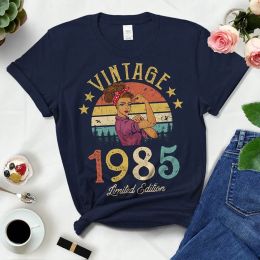 T-shirt Vintage 1985 Women T Shirt 39th 39 Years Old Birthday Party Gift Mom Wife Girlfriend Tshirt Retro Top Black Clothes Dropshipping