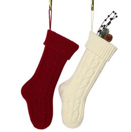 46cm Knitting Christmas Stockings Christmas Tree Decorations Solid Colour Christmas Children Kids Gifts Candy Bags LX28925872257