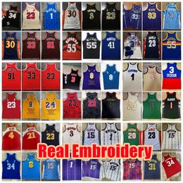 Authentic Stitched Retro Basketball Jerseys #24 #8 Jersey Gary Iverson Payton R.Miller Rose Tracy Penny McGrady Toni Hardaway Kukoc Scottie Vince James Olajuwon Nash