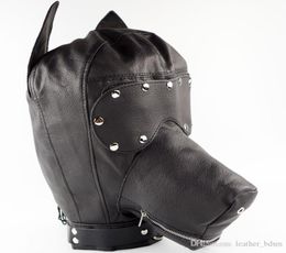 Ultimate Leather Dog Hood Leather Head Harness Master Slave Role Play Muzzles Bondage SM Set6293887