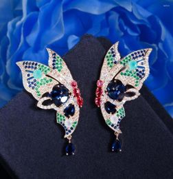 Dangle Earrings CWWZircons Creative Multi Color Cubic Zirconia Symmetrical Butterfly Big Long Drop For Women Luxury Party Jewelry 9492456