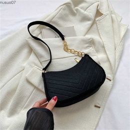 Messenger Bags Felt Shoulder Bags for Women Womens Underarm Bags Texture Solid Casual Armpit Handbags Female Light Weigh Crescent Saddle BagL2403