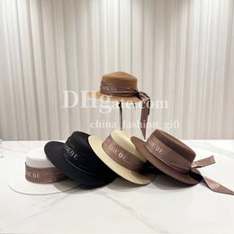 Summer Women Beach Hats Designer Seaside Sunscreen Hat Wide Brim Straw Hats With Long Streamer Men Women Gentle Hat For Party