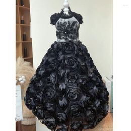 Dog Apparel Halloween Party Pet Clothes Fine Luxury Handmade Embroidered Black Roseflower Long Tail Princess Dreses For Small Medium