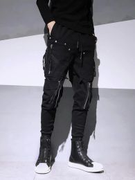 Pants Free Shipping Men's Male Fashion Black Original Design Casual Dark Trend Zipper Decoration Slim Feet Harem Pants Korean Trousers