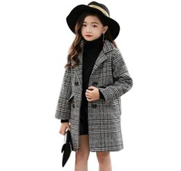 MudiPanda Girls Coat Fashion Plaid Wool Coat Doublebreasted Kids Outerwear Autumn Thick Winter Clothes 6 8 10 12 14 Years Old8361312