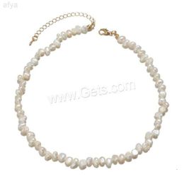 Natural Freshwater Pearl Necklace Zinc Alloy Gold Color High Quality 1635475